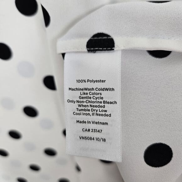 Talbots Side Tie Dot Print Top Sz 3X White Black Polka Dot 3/4 Sleeve READ - Picture 7 of 14